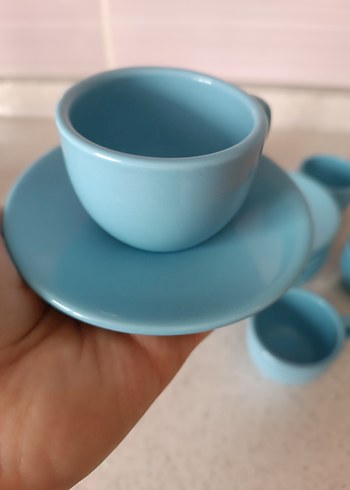 Pastel Mavi Mini Fincan ve Tabak Seti - Görsel 6