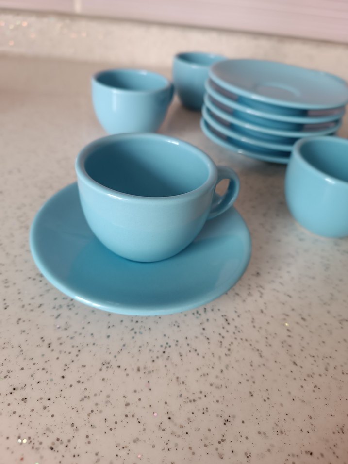 Pastel Mavi Mini Fincan ve Tabak Seti - Görsel 5