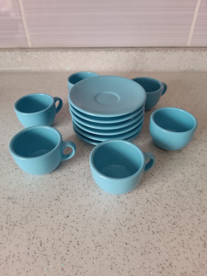 Pastel Mavi Mini Fincan ve Tabak Seti - Görsel 2