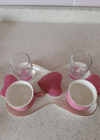 Pastel Pembe Seramik Fincan Seti - Görsel 3