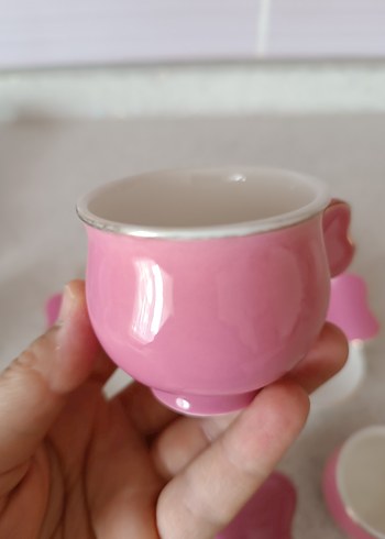 Pastel Pembe Seramik Fincan Seti - Görsel 6