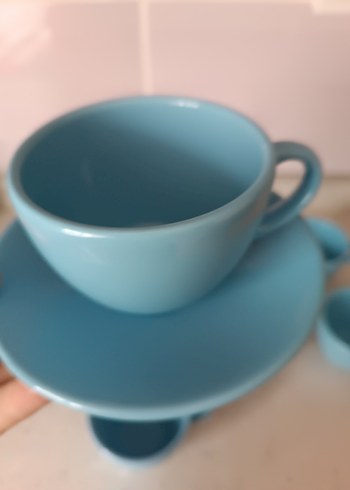 Pastel Mavi Seramik Fincan ve Tabak Seti - Görsel 10