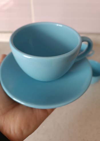 Pastel Mavi Seramik Fincan ve Tabak Seti - Görsel 8