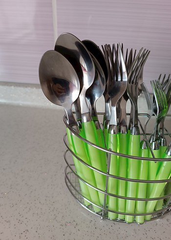 Yeşil Saplı Çatal, Bıçak ve Kaşık Seti - Görsel 3