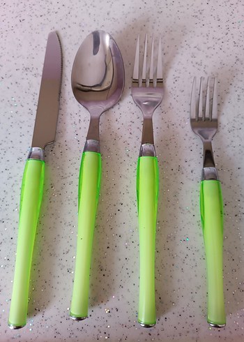 Yeşil Saplı Çatal, Bıçak ve Kaşık Seti - Görsel 5