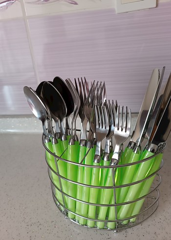 Yeşil Saplı Çatal, Bıçak ve Kaşık Seti - Görsel 2