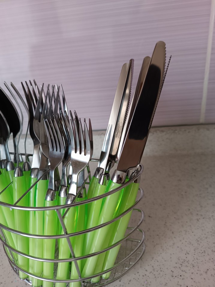 Yeşil Saplı Çatal, Bıçak ve Kaşık Seti - Görsel 4