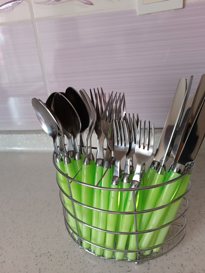 Yeşil Saplı Çatal, Bıçak ve Kaşık Seti - Görsel 2