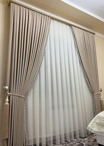 Bej Modern Klasik pano fon perde - Görsel 3