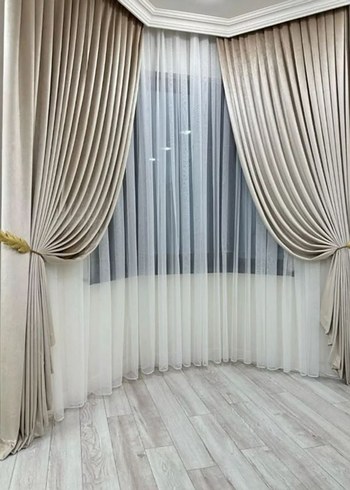 Bej Modern Klasik pano fon perde - Görsel 2