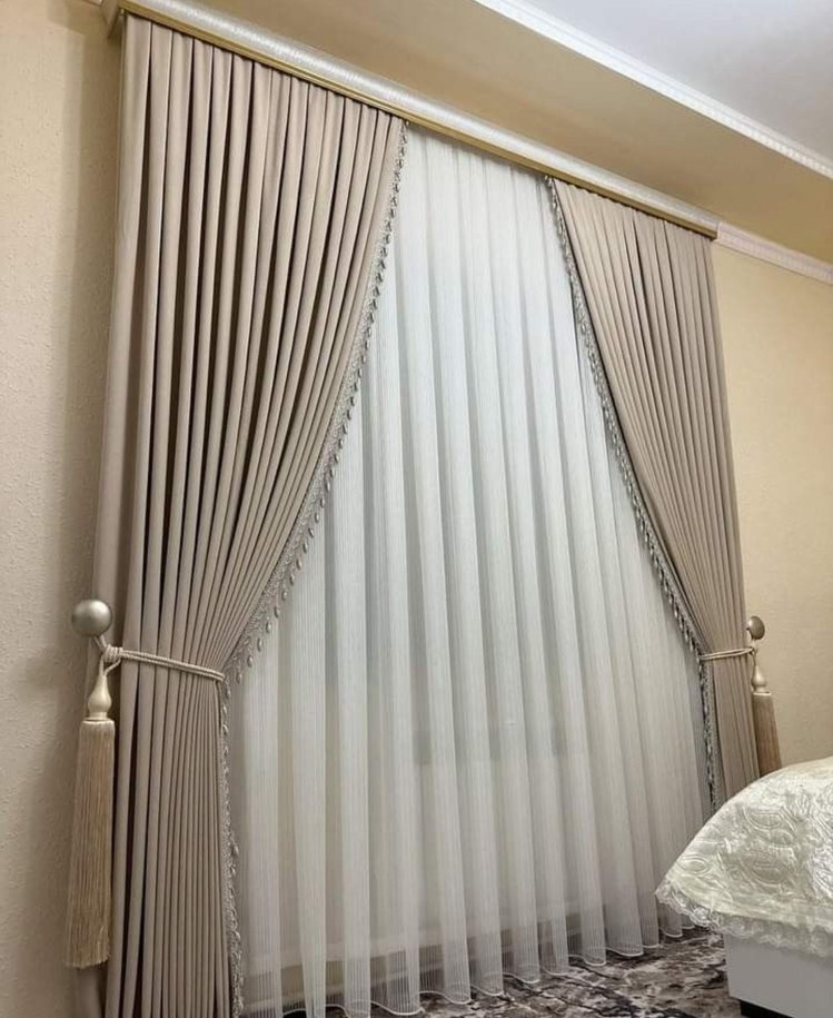 Bej Modern Klasik pano fon perde - Görsel 3