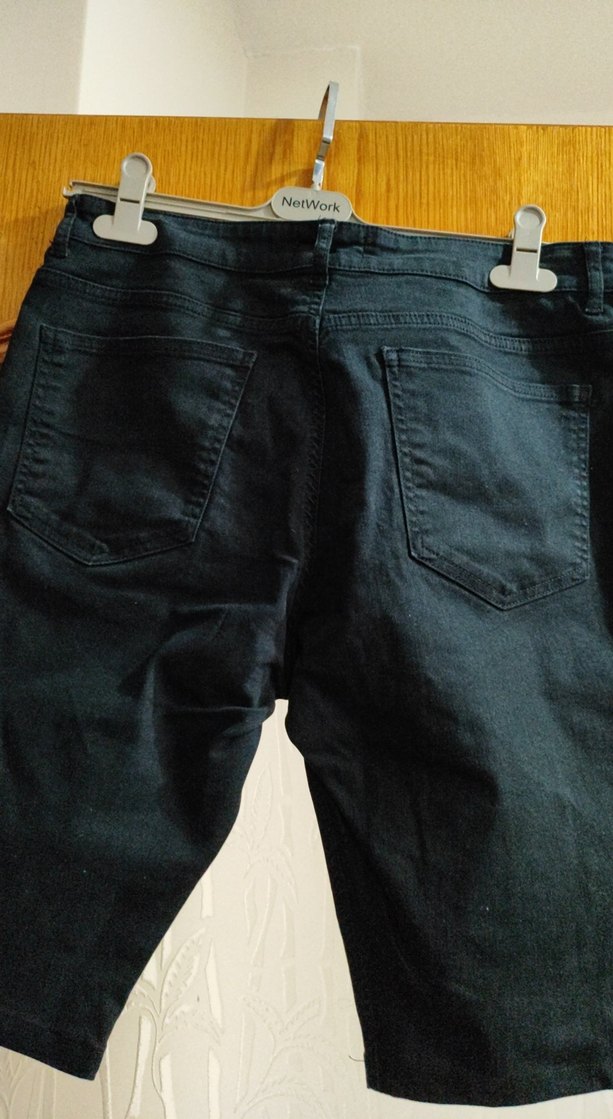 Erkek siyah Kısa Denim Bermuda Şort - Görsel 3