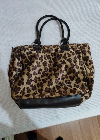 Kahverengi Leopar Desenli Süet Kadın Çanta - Görsel 2