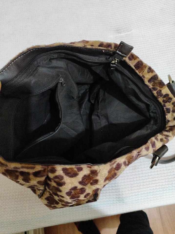 Kahverengi Leopar Desenli Süet Kadın Çanta - Görsel 3