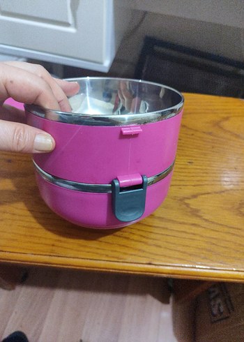 Pembe Renkli Çok Katmanlı Yemek Kabı termos - Görsel 5