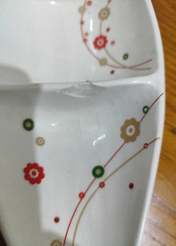 Beyaz Çiçek Desenli Bölmeli Servis Tabağı - Görsel 4