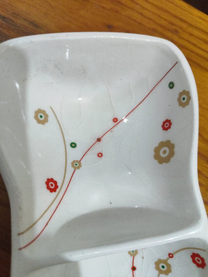 Beyaz Çiçek Desenli Bölmeli Servis Tabağı - Görsel 3