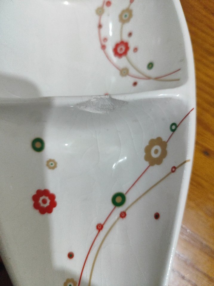 Beyaz Çiçek Desenli Bölmeli Servis Tabağı - Görsel 4