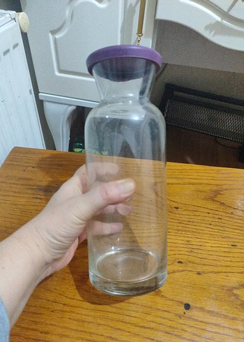 Mor Kapaklı Şeffaf Cam surahi - Görsel 2