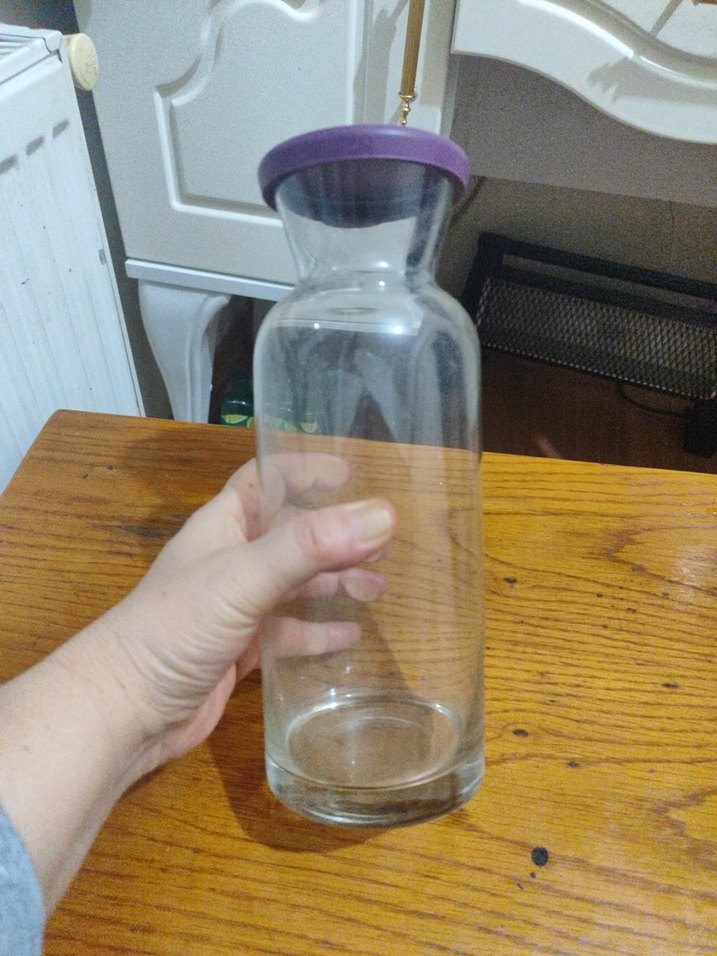 Mor Kapaklı Şeffaf Cam surahi - Görsel 2