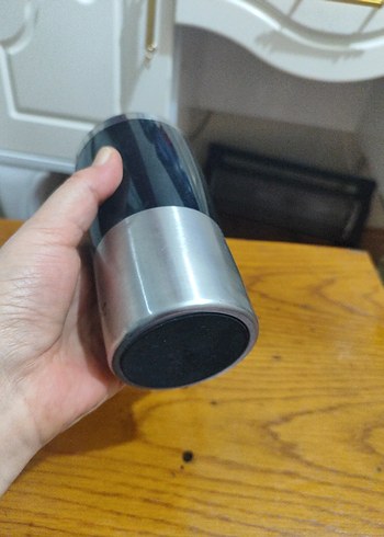 Parlak Siyah Çelik Kapaklı Termos Kupa - Görsel 4