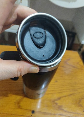 Parlak Siyah Çelik Kapaklı Termos Kupa - Görsel 2