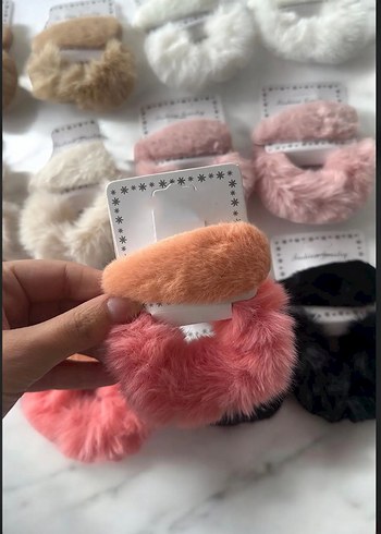 Pembe Peluş Saç Tokası