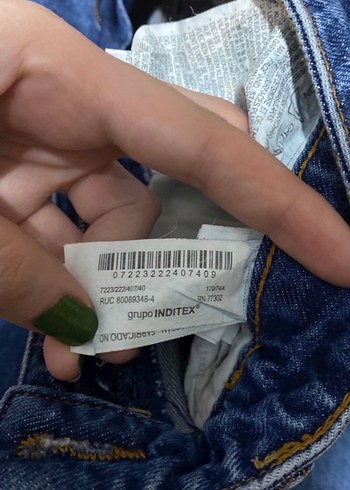 Zara Kadın Kemerli Regular Fit Mavi Batik Jean - Görsel 4