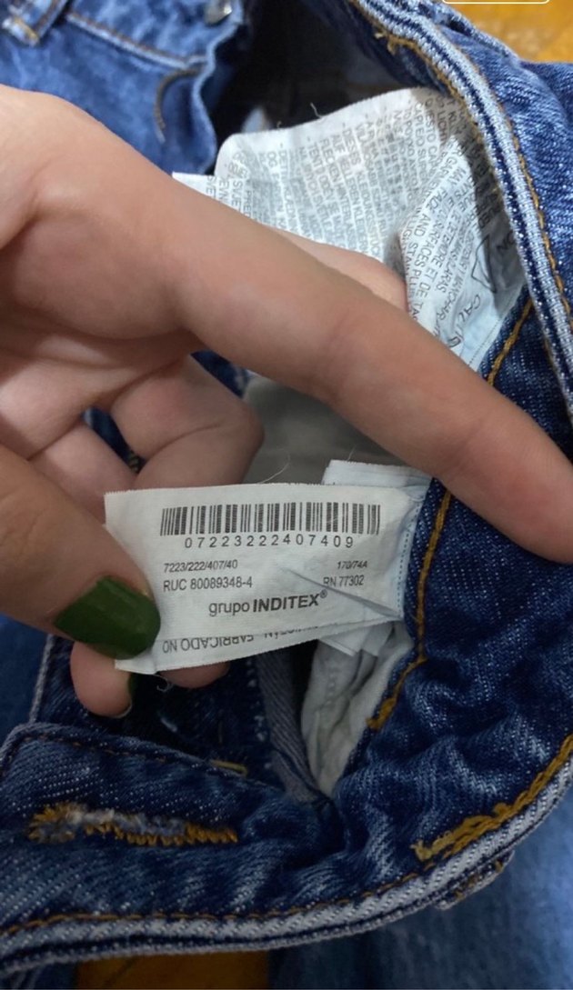 Zara Kadın Kemerli Regular Fit Mavi Batik Jean - Görsel 4