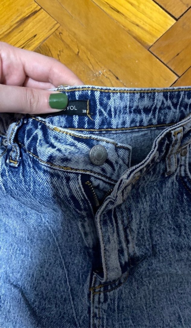 Gri Batik Desenli Kadın Denim Pantolon - Görsel 4