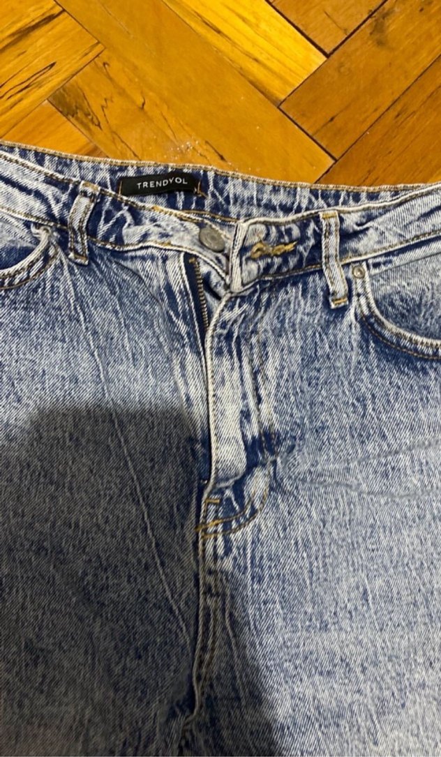 Gri Batik Desenli Kadın Denim Pantolon - Görsel 3