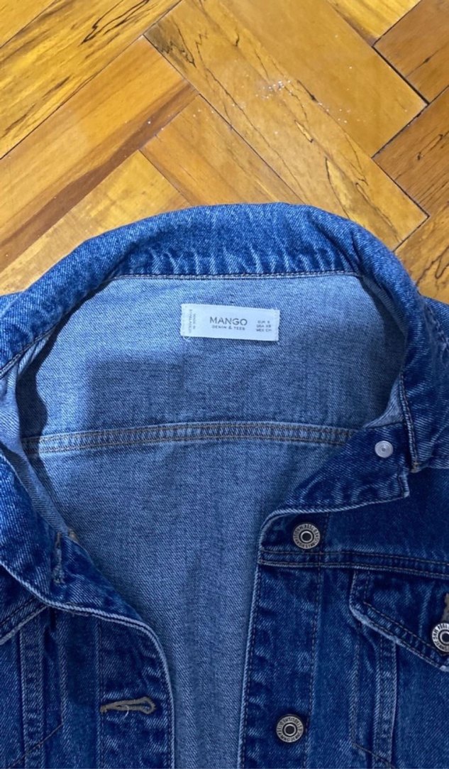 Düğmeli Koyu Mavi Kadın Denim Ceket - Görsel 2