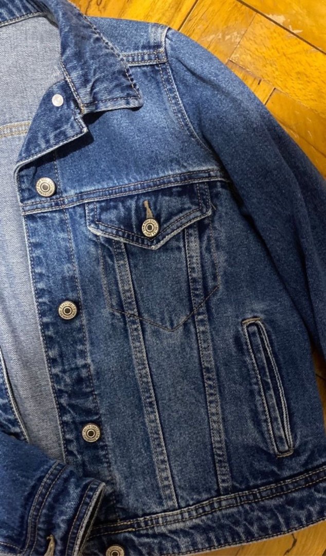 Düğmeli Koyu Mavi Kadın Denim Ceket - Görsel 3