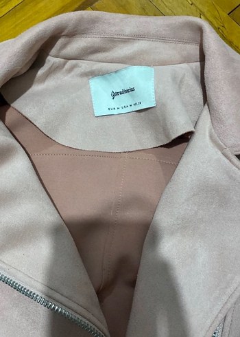 Pembe Süet Kadın Kısa Deri Ceket - Görsel 2