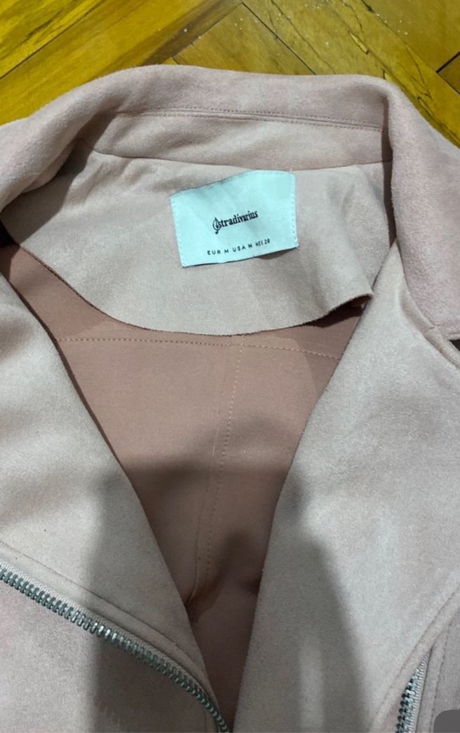 Pembe Süet Kadın Kısa Deri Ceket - Görsel 2