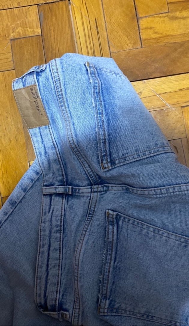 Mavi Bağcıklı Baggy Kadın Jean - Görsel 4