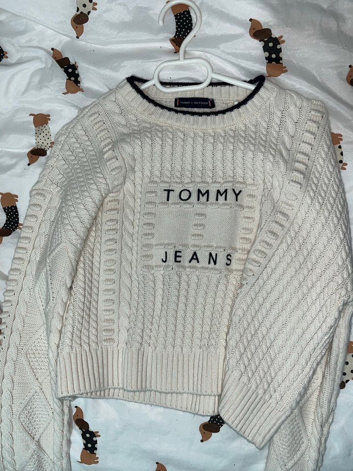 Tommy Jeans Beyaz Örgü Kadın Kazak - Görsel 2