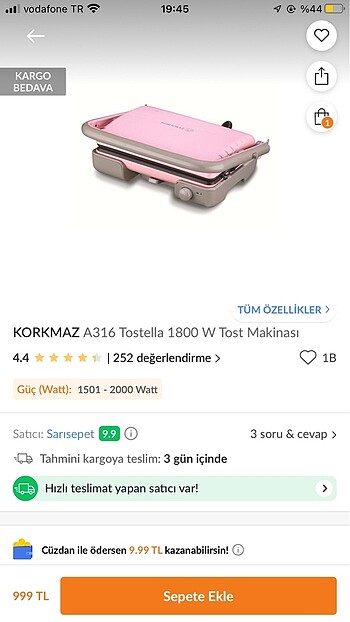 Korkmaz pembe tost makinası