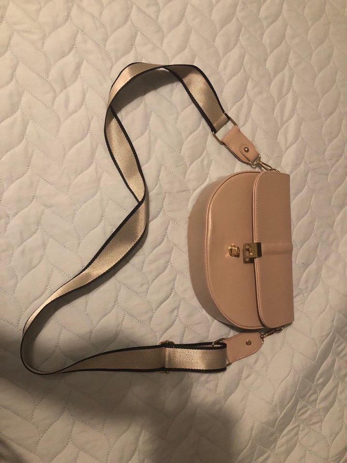 Bej suni Deri Kadın Omuz Çantası sert malzeme - Görsel 2