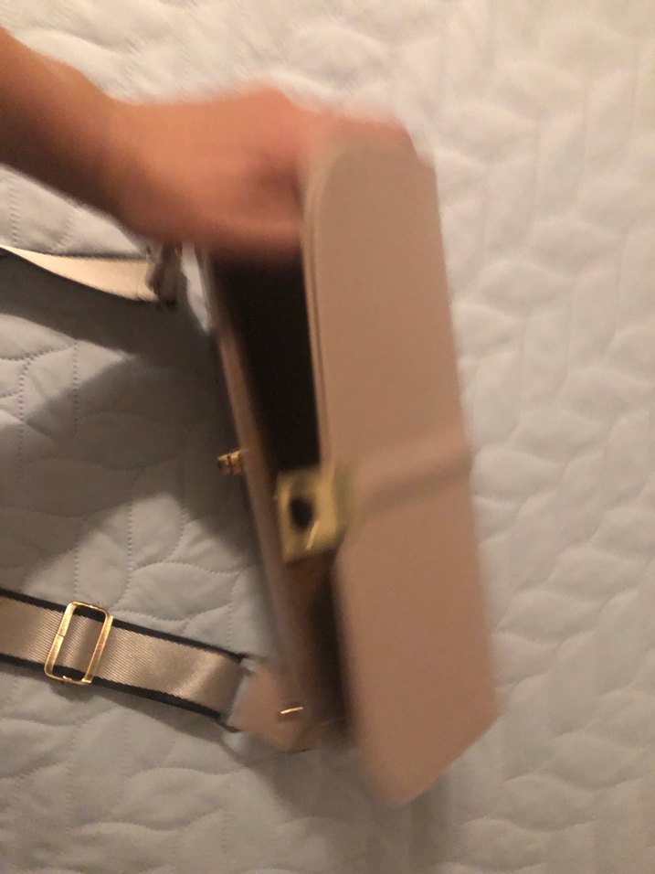 Bej suni Deri Kadın Omuz Çantası sert malzeme - Görsel 3