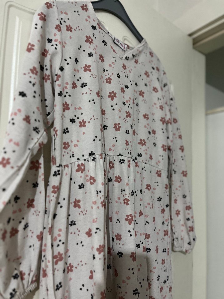 Uzun Kollu Desenli Kadın Elbise - Görsel 2