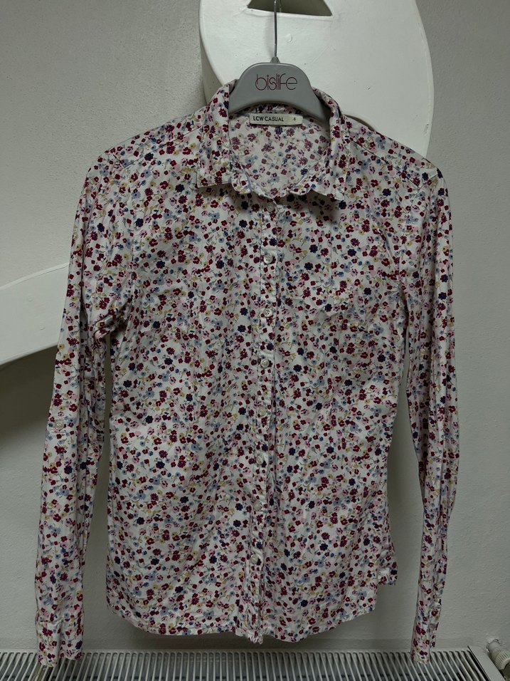 Çiçek Desenli Pamuklu Kadın Gömlek - Görsel 5