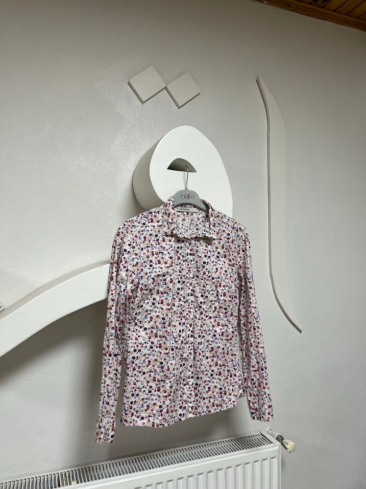 Çiçek Desenli Pamuklu Kadın Gömlek - Görsel 2