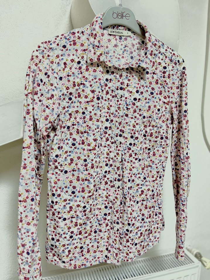 Çiçek Desenli Pamuklu Kadın Gömlek - Görsel 4