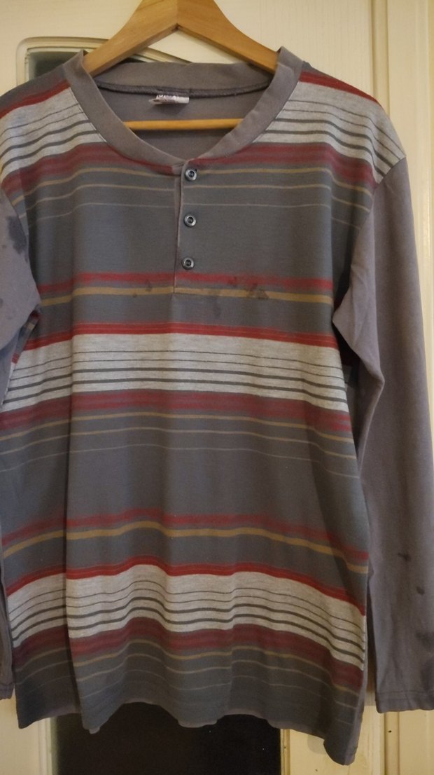 Gri Uzun Kollu Düğmeli Erkek Pijama Takımı - Görsel 2