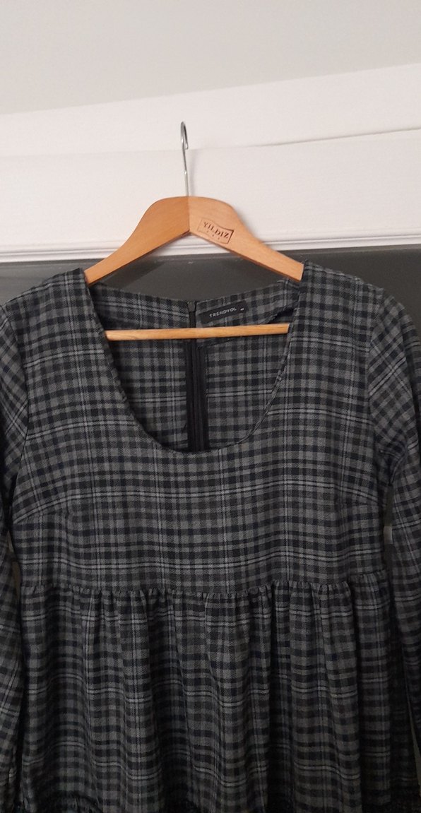 Gri mini elbise - Görsel 2