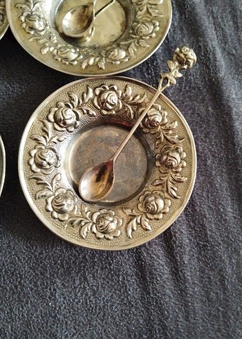 Eski, pirinç Tabak ve Kaşık Seti - Görsel 3