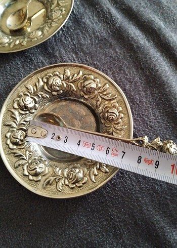 Eski, pirinç Tabak ve Kaşık Seti - Görsel 7