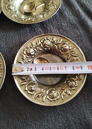 Eski, pirinç Tabak ve Kaşık Seti - Görsel 6