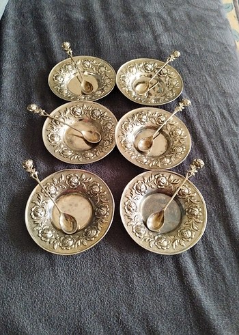 Eski, pirinç Tabak ve Kaşık Seti - Görsel 2